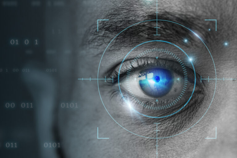 retinal biometrics technology with man s eye digital remix