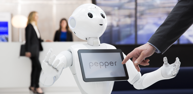 pepper robot welcomes